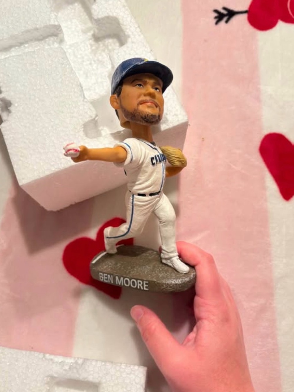 Ben Moore Baseball Pitcher Bobblehead - White and Blue